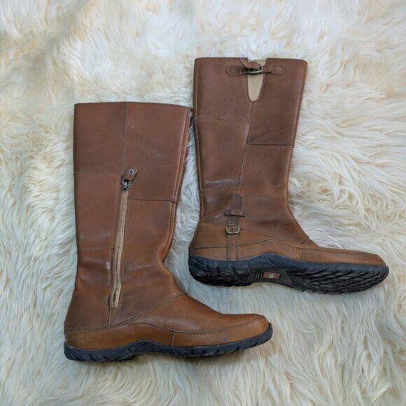 Women's The North Face Awnu Waterproof Winter Boots Brown Leather Size 7.5 - Picture 1 of 10